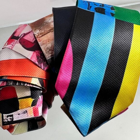 Modernist Colorful Tie Retro Designer Menswear Tie Necktie Mid Century Painting - Picture 6 of 7